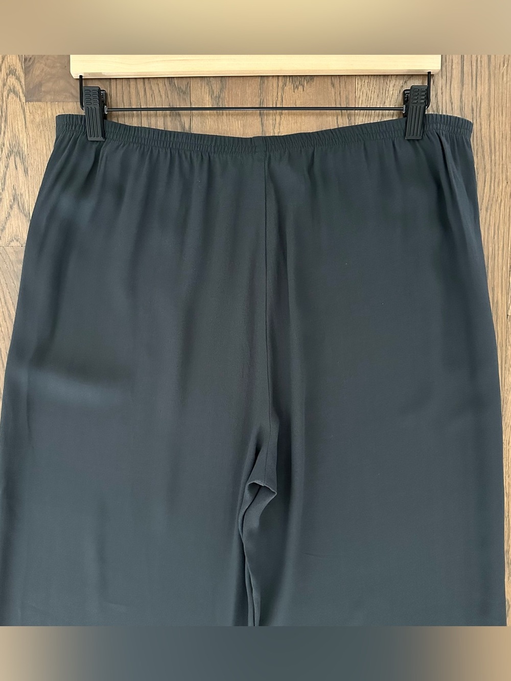 Eileen Fisher High Waist Wide Leg Silk Georgette Pant in Dark Blue Grey Small - Picture 9 of 10